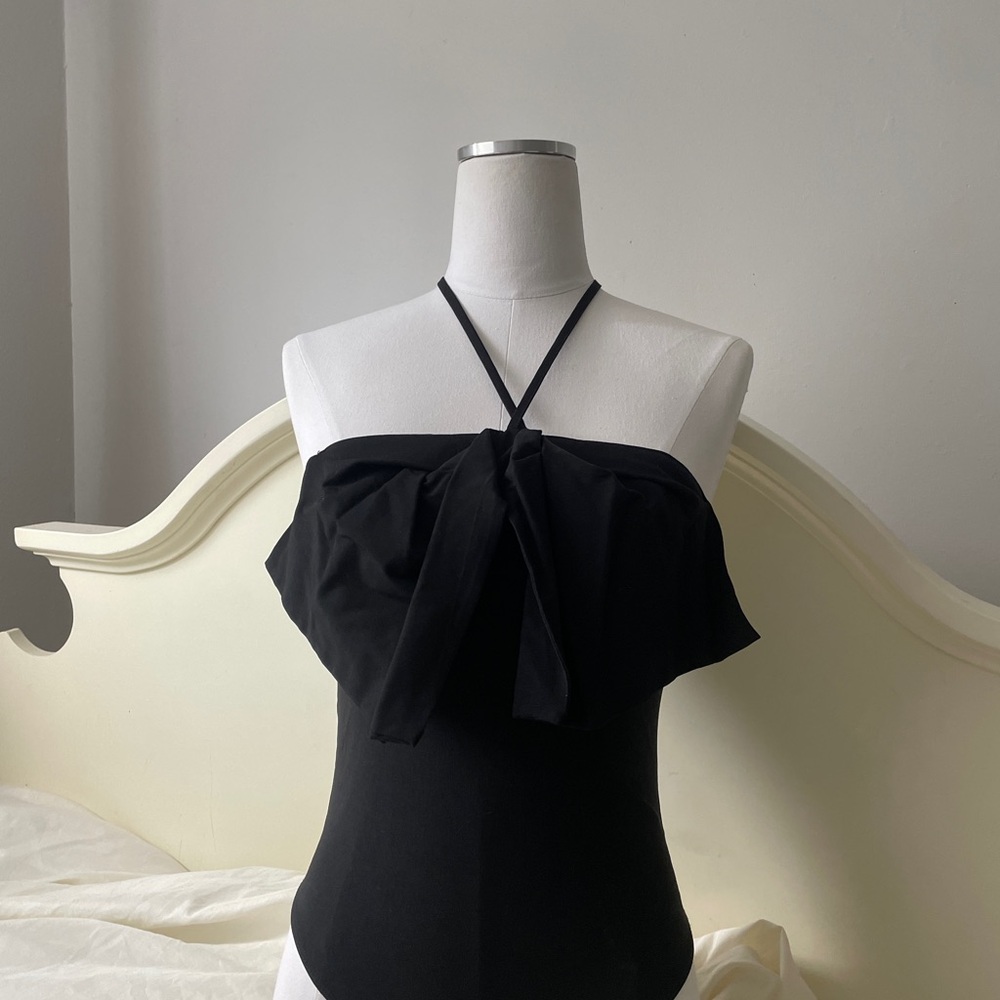 Zara Elegant Black Strap Bodysuit